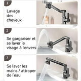 Robinet 33cm robinet pivotant universel mitigeur lavabo chaud et froid 2 modes pivotant hauteur réglable interrupteur flexible