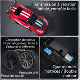 Voiture de course miniature 20x9x6cm 4x4 phares à LED échelle 1/20 pneus drift/course télécommande 2,4g voiture course rouge