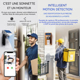 Sonnette sans fil 3600mAh sonnette visuelle à alimentation solaire 720x1280 qualité HD interphone vocal Wi-Fi 2,4G capteur PIR
