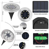 Lampe solaire extérieur 4 pièces lampe solaire au sol 8 LED lumière etanche IP65 spot solaire pour jardin pelouse borne solaire