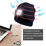 Led bonnet lampe frontale chaud en tricot illuminé chapeau lumineux pour la pêche en plein air bonnet technique rechargeabilité