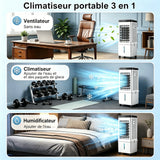Rafraîchisseur d'Air - Nicease - 60x27x23cm réfrigération par cristaux de glace Réservoir d'eau de 15L portable Avec télécommande