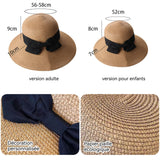 hapeau de soleil de plage 2PCS style familial chapeau à larges bords anti-UV de protection solaire de plage tissé à large bord