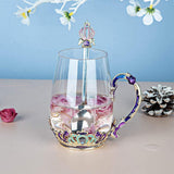 Tasse en verre émaillé 350ML Mug en verre rond à couronne universelle Tasse en cristal Tasse à café en verre Nouveau mug en verre