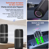 Enceinte bluetooth ipx5 étanche 20w 9x9,4x20cm 3600mah avec lumière rvb bluetooth 5.2 aux/tf/USB portable haut parleur bluetooth