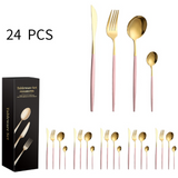 ouverts de table Service 24 pièces 4 couverts par ustensiles cuisine acier inoxydable couverts avec coffret cadeau pour 6 personnes