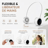Ventilateur de cou 1000mah Ventilateur à écran LCD pliable portable rechargeable par USB longue autonomie pour l'extérieur blanc
