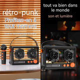 Enceinte bluetooth 1500mAh 10W bluetooth 5.2 enceinte sans fil karaoké rétro bluetooth avec microphone machine de karaoké portable