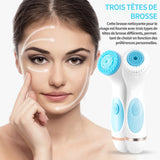 Brosse faciale 3W  IPX6 etanche usb 4 niveau de réglage 2 mode tourner brosse nettoyante visage electrique avec 3 têtes brosses