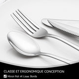 Ensemble de couverts acier inoxydable argent set 24 pour 4 personnes vaisselle contient couteaux fourchettes cuillères Avec boîte