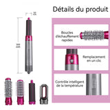 Sèche cheveux 5 en 1 Multifonction 1000W 3 niveaux de contrôle intelligent de la température Fièvre MCH Conception détachable