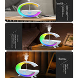 Humidificateur d'air 23,5x23,8x8cm 500ml 36db chargement USB bluetooth 5,3 rond diffuseur d'arômes fonction haut-parleur bluetooth
