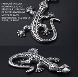 Collier lézard pour homme en acier inoxydable rétro chaine homme personnalisé mode cadeaux pour hommes cadeaux de vacances