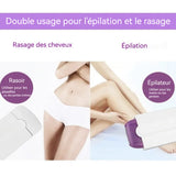 Épilateur 30 minutes d'utilisation continue 2 têtes de rasage 12x4,8x1,7 cm instantanée et sans douleur lumière capteur laser rasoir