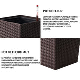 Pot de fleur 30 cm x 25 cm x 36 cm design moderne plastique de qualité supérieure vertical pot carré adapté pour balcon exterieur