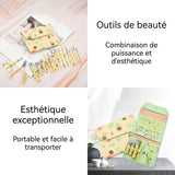 Ensemble de coupe-ongles 16 pcs  étui en cuir PU Poignée en acier inoxydable pour une prise en main confortable Pratique et pratique