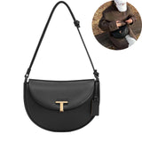 Mode pratique sac à bandoulière sous les bras sac de messager dames demi-lune sac en cuir véritable T boucle demi-sac rond