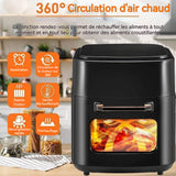 Air Fryer 15 litres1400W Commandes tactiles intelligentes Sûr et fiable Utiliser plusieurs scénarios Friteuse à air chaud Noir