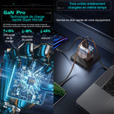 Mécha chargeur nitrure de gallium 67w rapide adaptateur de prise universel intelligent avec lumière LED interface USB et type-c