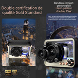 Enceinte bluetooth 10,5x7,6x5,5cm 650mAh bluetooth 5.2 enceinte bluetooth rétro transparente en métal lumière dégradée à 7 couleurs