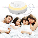 Machine à bruit blanc avec lumière et 16 sons réglable apaisants aide relaxation antistress pour enfant et adulte avce minuteur