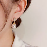Boucles d'oreilles perle en argent 925 aiguille micropavée en zircon forme de goutte d'eau, boucles d'oreilles à la mode pour femmes
