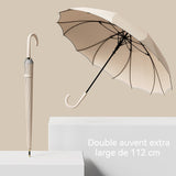 Parapluie 112x86cm 16 baleines Parapluie plus grand Conception renforcée Ouverture par simple pression Étanche à la pluie Blanc