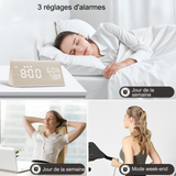 Réveil numérique 3 vitesses réglage reveil avec 3 alarme réveil mémoire,commande vocale,température humidité,calendrier fonction