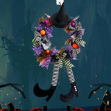 Couronne de sorcière d'Halloween 35*65cm Décorations de fête d'horreur guirlande de sorcière porte suspendue pour Halloween