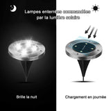 Spot solaire 4 pièces lampe solaire exterieur 8 LED etanche spot solaire encastrables éclairage pour chemins jardin balise solaire