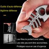 Ouvre bouteille multifonctionnel alliage de titane pendentif porte clés de plein air portable forme d'arête de poisson 4 en 1