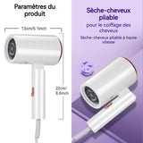Sèche-cheveux 22cm 2600 W Séchage rapide haute efficacité Réglage de la température à trois niveaux Conception portable et pliable