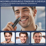 Tondeuse nez oreilles homme 2 en 1 500 mAh IPX7 étanche LED chargement USB lame à double tranchant pour les sourcils et le visage