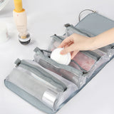Sac cosmétique en cuir pu détachable sac de rangement cosmétique portable de voyage sac de lavage grande capacité sac à main