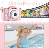 Appareil photo pour enfants 96Mpx carte 32Go lecteur de cartes double caméra avant et arrière enregistrement vidéo jeu de puzzle