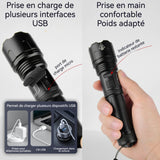 Lampe de Poche Rechargeable 165 x40 x30mm Torche D'éclairage de 5 mode Haute Puissance Lampe Torche Étanche IPX4 Zoomable