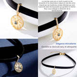 ollier étoile à huit branches doré collier en PU cuir avce pendentif élégant bijoux pour femmes en cuivre simplicité cadeaux