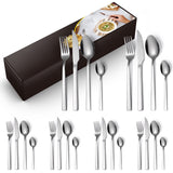 ouverts de table 24 pcs Couverts en acier Inoxydable set de couverts avec fourchette couteau cuillère pour 6 Personnes vaisselle
