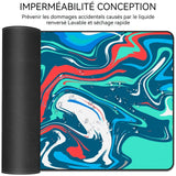 Tapis de Souris 80x30x0.3cm Grand tapis de souris de jeu avec surface en caoutchouc antidérapant imperméable pour maison Art bleu