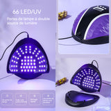 Lampe à ongles 20x22,5x11,5cm 66 led 280w 4 niveaux réglage et détection intelligente prévenir les mains noires lampe uv a vernis