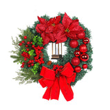 Couronne de décoration de Noël   40CM *40CM  Design lumineux  Noeud en velours  Couronne de décoration de porte d'entrée