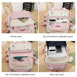 Sac à dos scolaire 44x31x15cm sac d'école kit 5 pièces sac à bandoulière sac à crayons organisateur sac à dos en toile cartable
