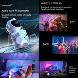 Lampe de projecteur astronaute avec enceinte bluetooth veilleuse rechargeable rotatif avec télécommande 8 types de ciel étoilé