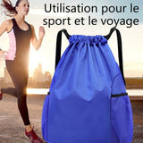 Sac à dos avec cordon de serrage sac à dos pliable sac de sport à cordon de serrage de voyage simplede de basket sac à dos bleu