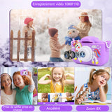 Appareil photo pour enfants jeu de puzzle 96Mpx carte 32Go lecteur de cartes double caméra avant et arrière enregistrement vidéo