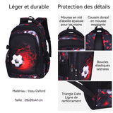 Sac à dos 28x20x41cm cartable enfant cartable garçon léger grande capacité multi-compartiments sac à dos football design léger