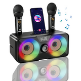 Haut-Parleur Bluetooth 10 mètres Distance Machine de karaoké à domicile double microphone portable haut-parleur Avec la lumière