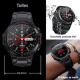 Montre connectée 1,28 pouces 400mAH Montre intelligente à détection de mouvement Écran tactile plein écran Bluetooth 5.0 noir