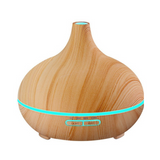 Humidificateur d'air 400 ml diffuseur d'huiles essentielles ultrasons 7 lumières LED avec télécommande et minuterie grain de bois