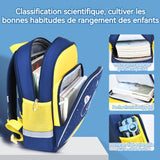 Sac à dos 34x27x10cm cartable enfant léger grande capacité multi-compartiments sac à dos dessin animé design léger joli jaune